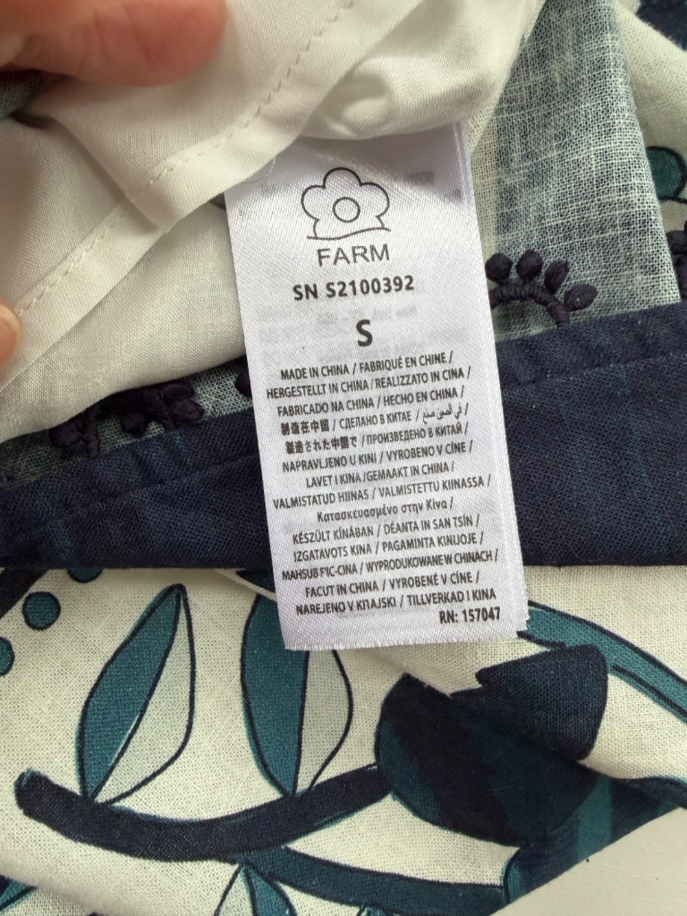 NWT Farm Rio Blue & White Tropical Tiles Mini Dress, Size S - Picture 8 of 9